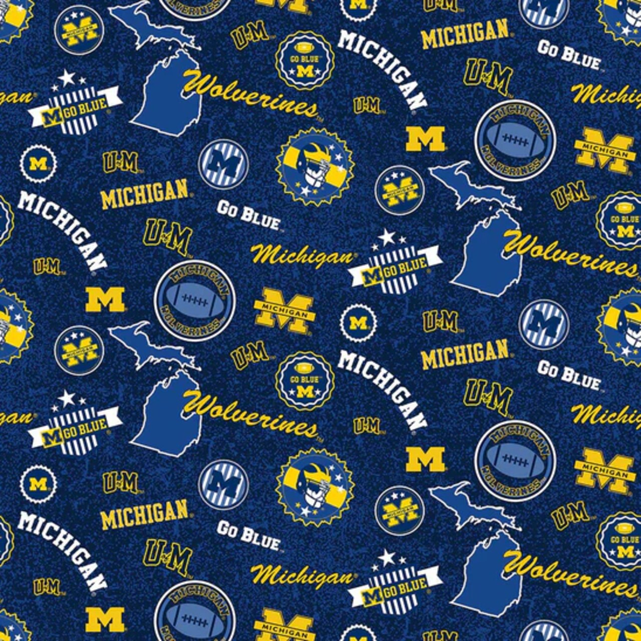 Fabric Sykel Enterprises University of Michigan Home State by the Quarter Yard MCHG1208